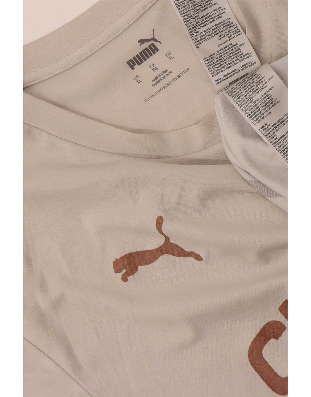 Puma Mens Graphic T-Shirt Top XL White Polyester
