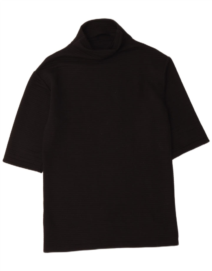 Zara Womens Top 3/4 Sleeve UK 14 Medium Black Polyester