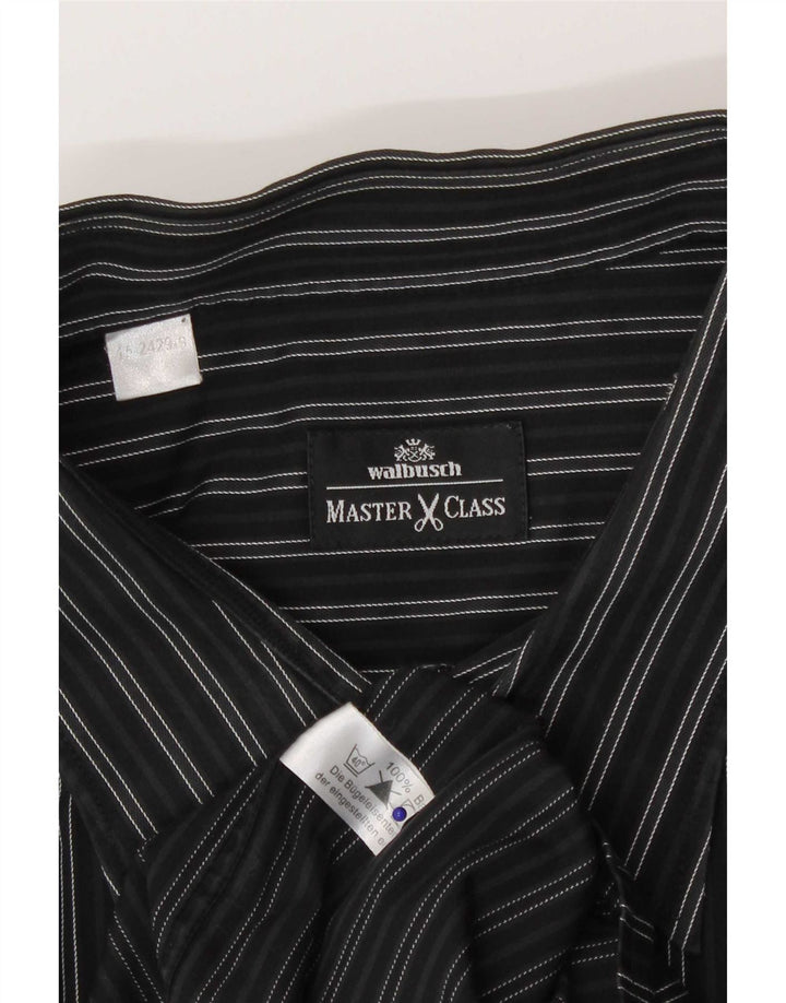 Walbusch Mens Shirt 3XL Black Striped Cotton