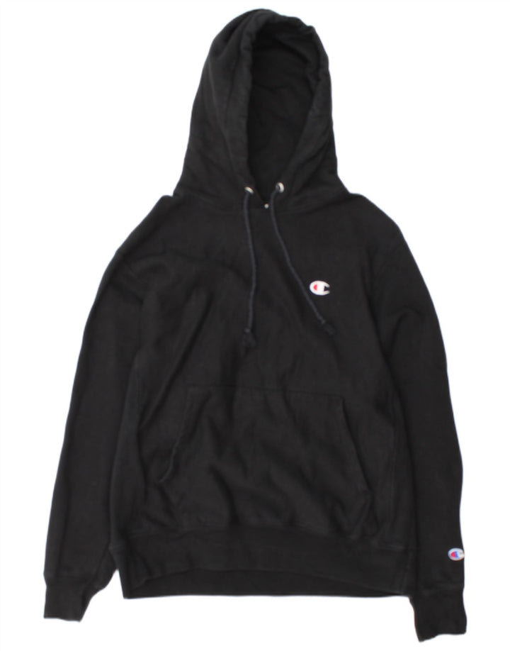 Champion Mens Hoodie Jumper Medium Black Cotton