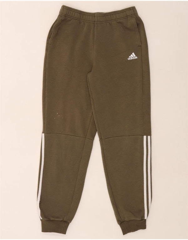 Adidas Boys Tracksuit Trousers Joggers 15-16 Years Khaki Colourblock Cotton