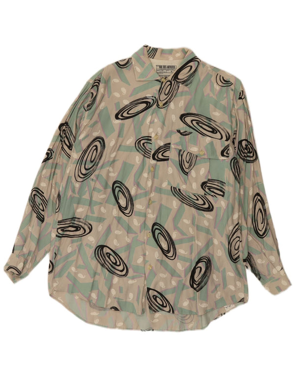 Vintage Mens Abstract Pattern Shirt Medium Multicoloured Cotton
