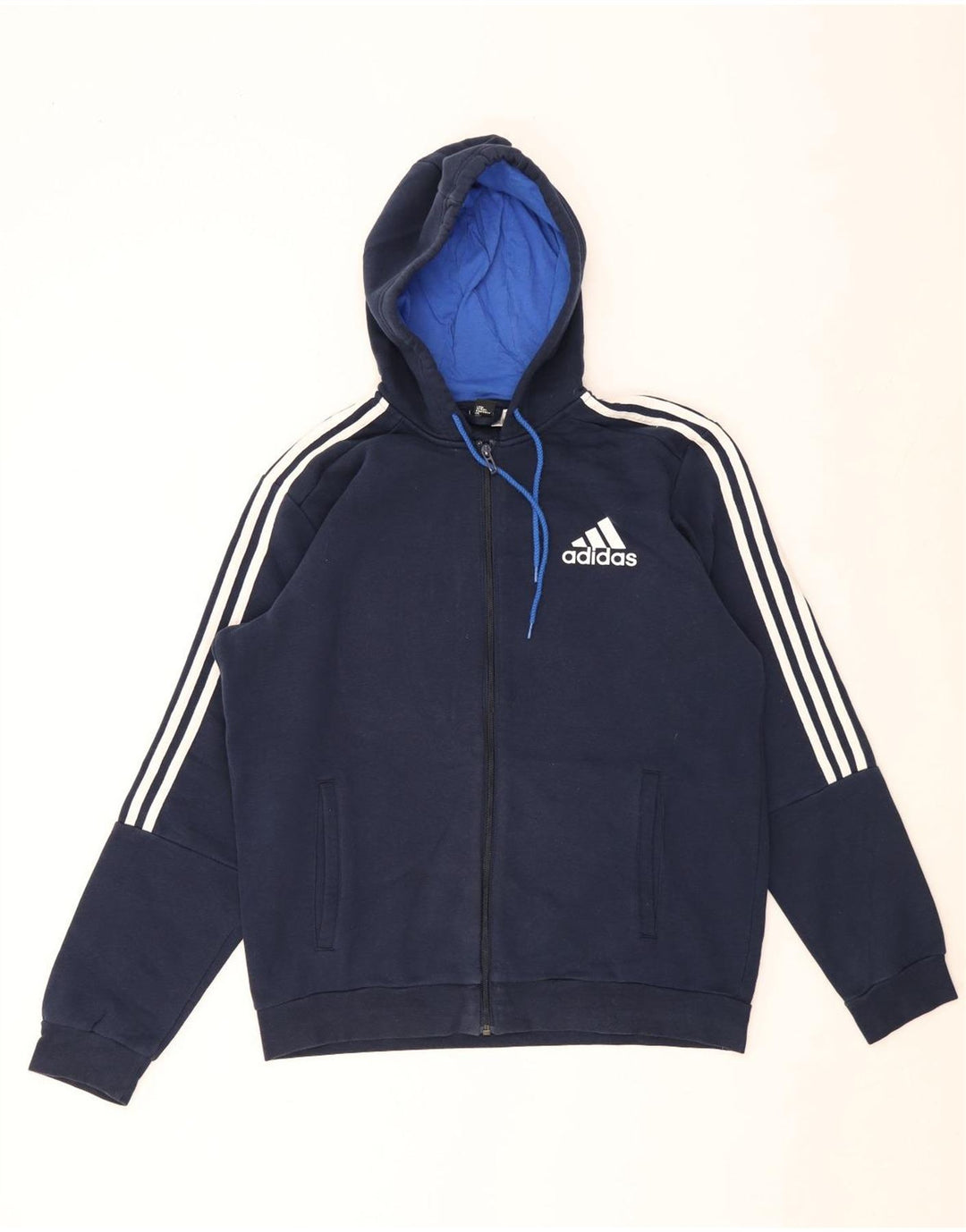 Adidas Mens Zip Hoodie Sweater Large Navy Blue