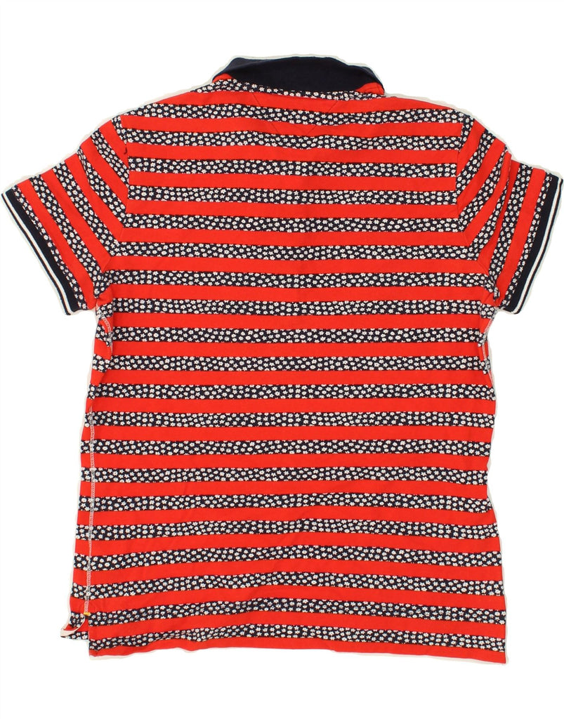 TOMMY HILFIGER Womens Polo Shirt UK 14 Large Red Striped Cotton | Vintage Tommy Hilfiger | Thrift | Second-Hand Tommy Hilfiger | Used Clothing | Messina Hembry 