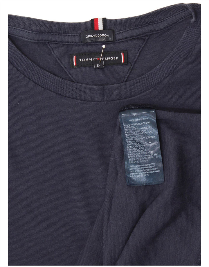 TOMMY HILFIGER Boys Top Long Sleeve 11-12 Years Navy Blue Cotton