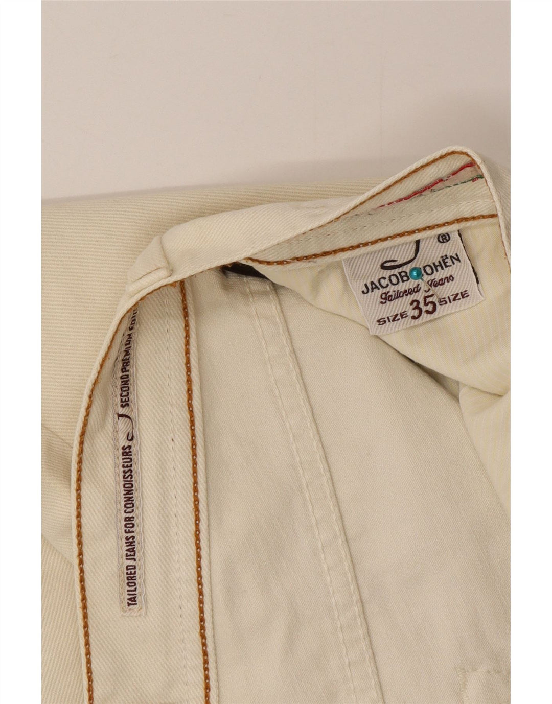 Jacob Cohen Mens Straight Jeans W35 L34 Beige Cotton