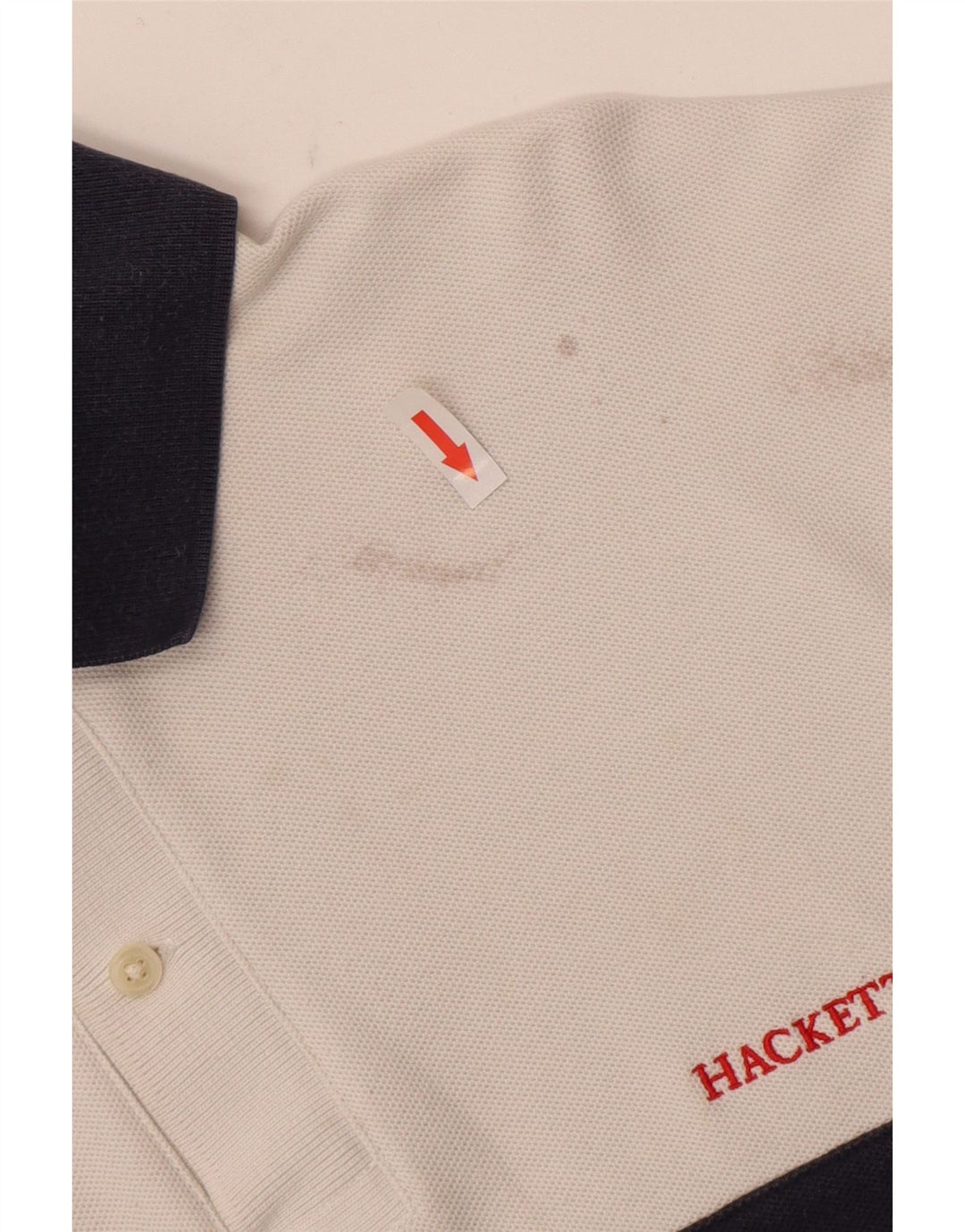 Hackett Mens Rugby Polo Shirt Medium White Colourblock Cotton