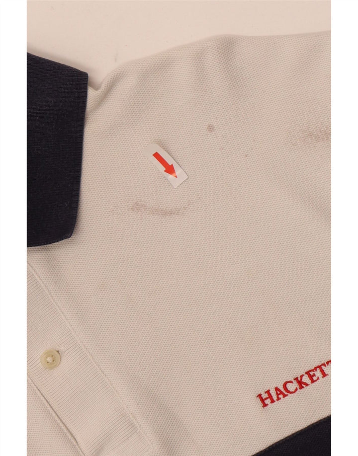 Hackett Mens Rugby Polo Shirt Medium White Colourblock Cotton