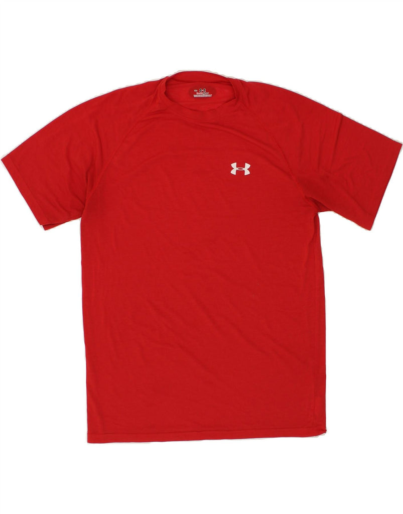 UNDER ARMOUR Mens Heat Gear T-Shirt Top Small Red Polyester | Vintage Under Armour | Thrift | Second-Hand Under Armour | Used Clothing | Messina Hembry 