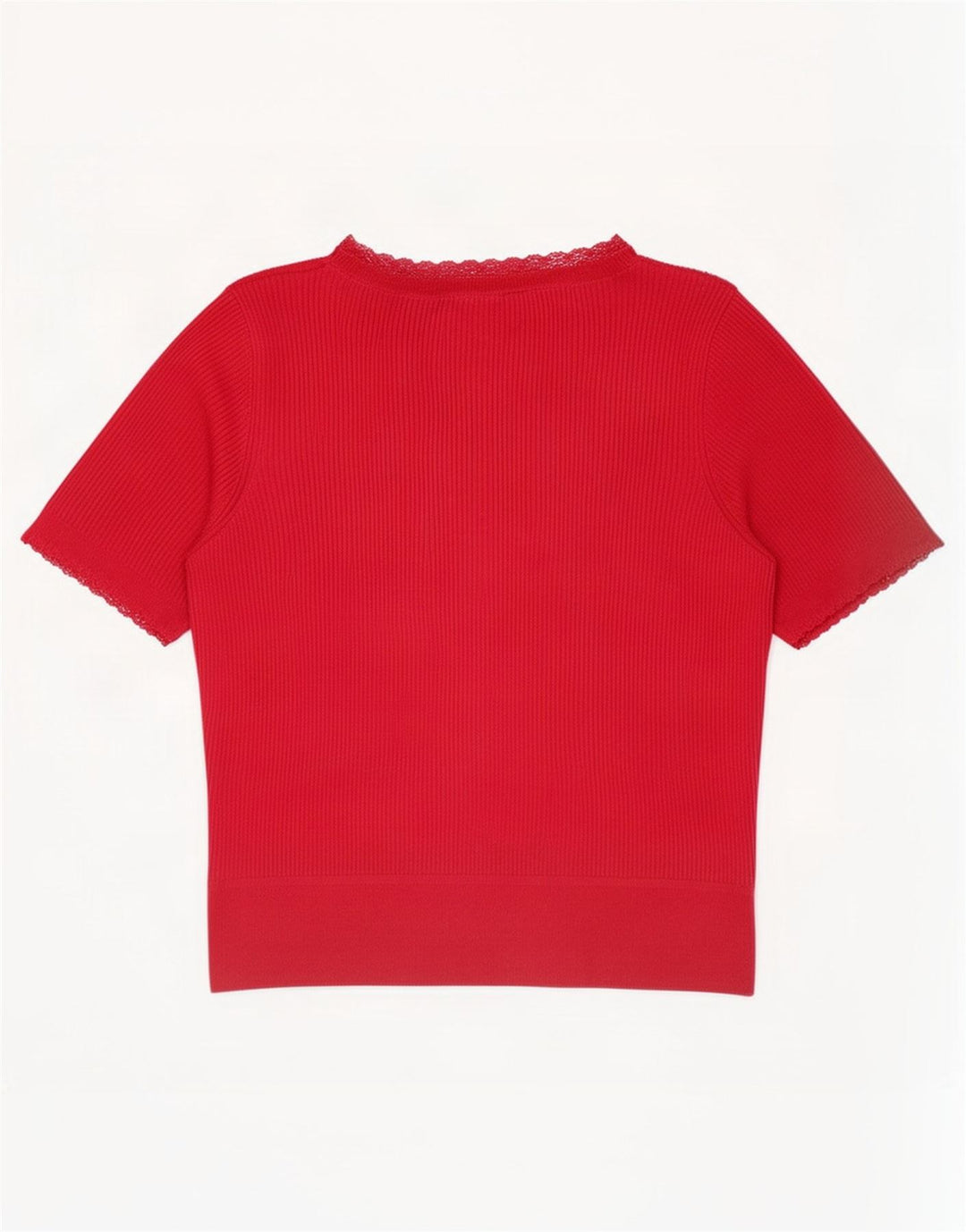 Marks & Spencer Womens Short Sleeve Blouse Top UK 16 Large Red Acrylic