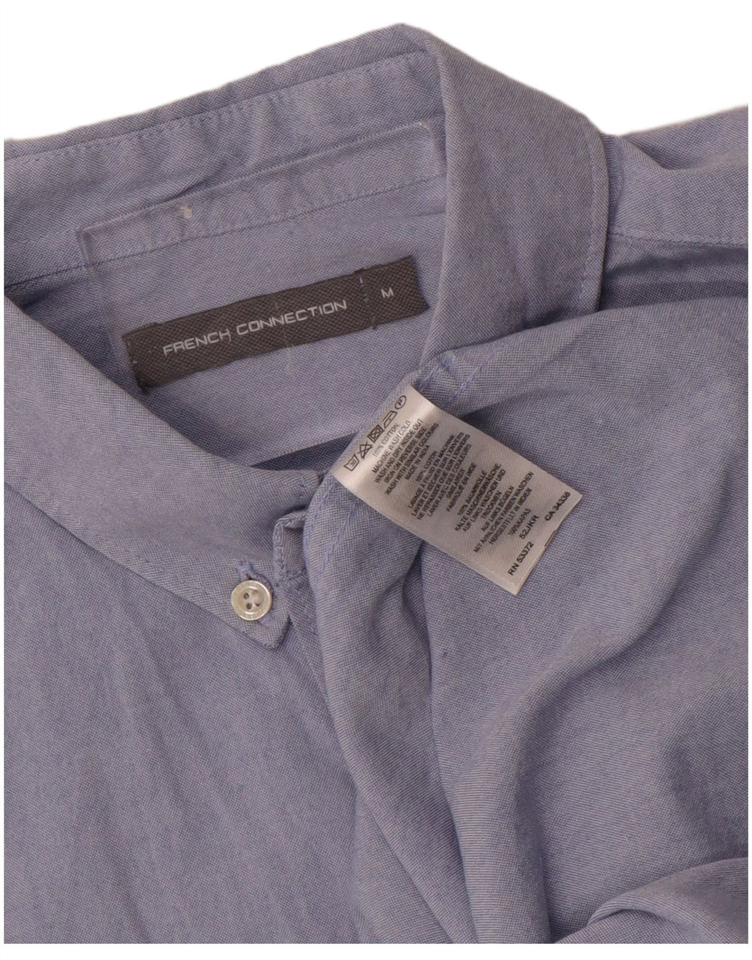 French Connection Mens Short Sleeve Shirt Medium Blue Cotton