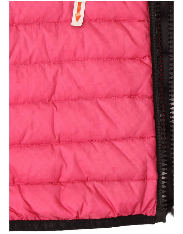 Superdry Womens Hooded Padded Jacket UK 10 Small Pink Nylon