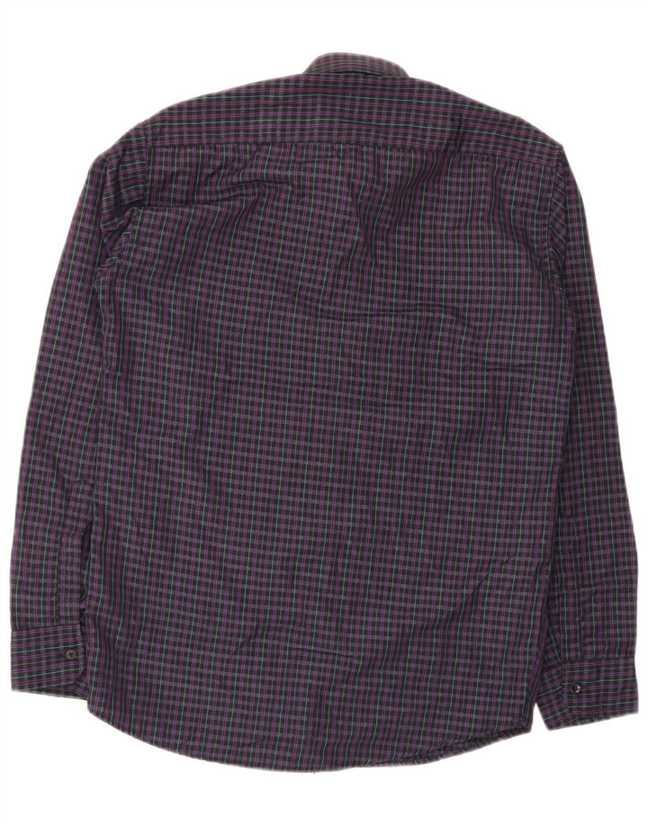 Pierre Cardin Mens Regular Fit Shirt Size 15 Medium Purple Check