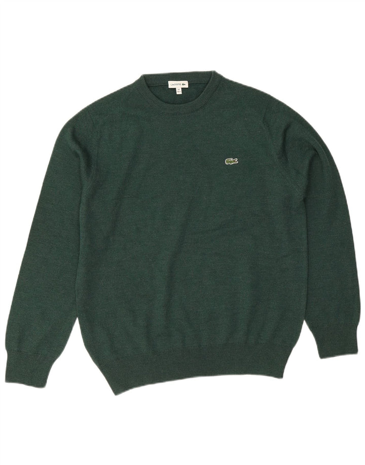 Lacoste Boys Crew Neck Jumper Sweater 13-14 Years Green Wool