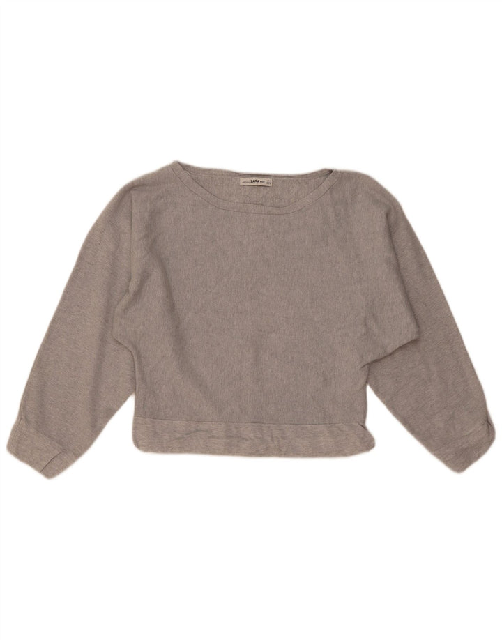 Zara Womens Crop Sweatshirt Jumper UK 14 Medium Grey Viscose