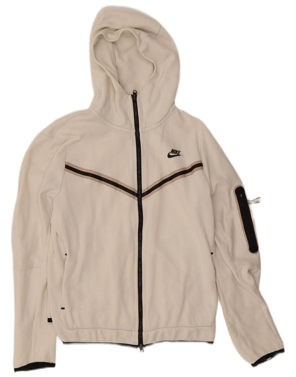 Nike Womens Zip Hoodie Sweater UK 16 Large White Colourblock Cotton