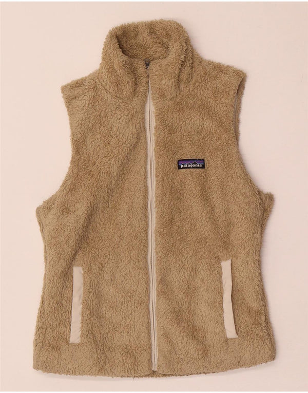 Patagonia Womens Fleece Gilet UK 10 Small Beige Polyester