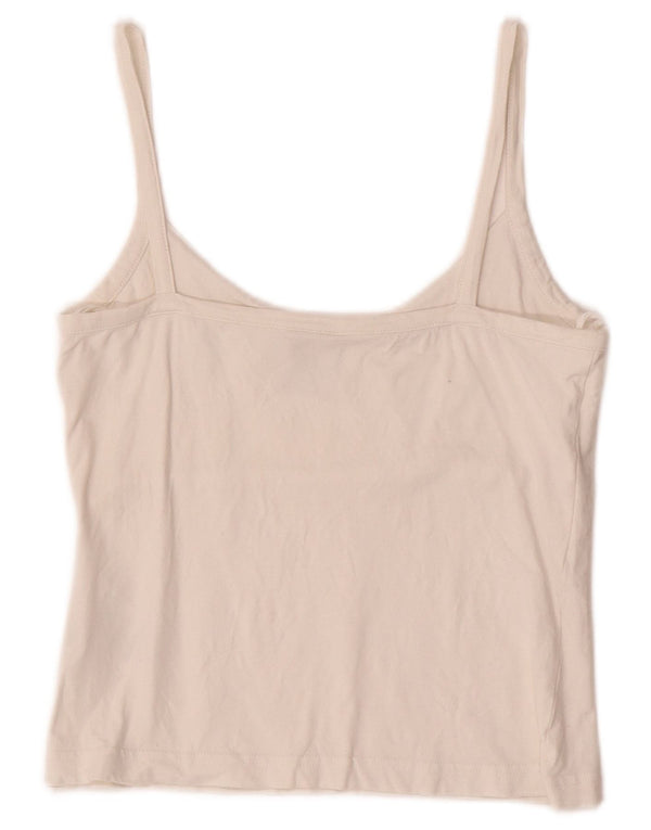 ADIDAS Womens Crop Cami Top UK 12 Medium Off White Cotton