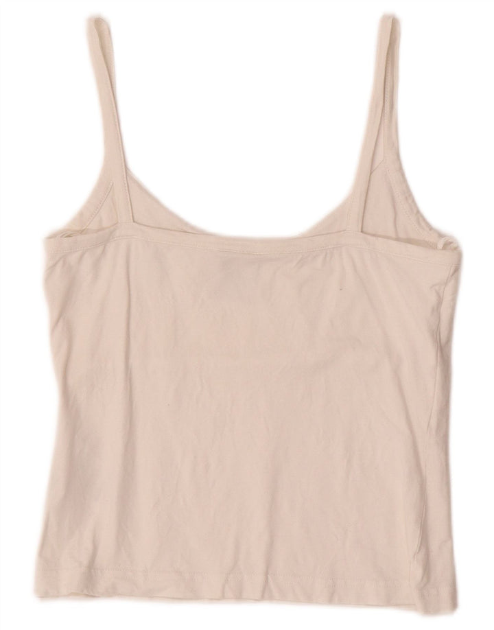 ADIDAS Womens Crop Cami Top UK 12 Medium Off White Cotton