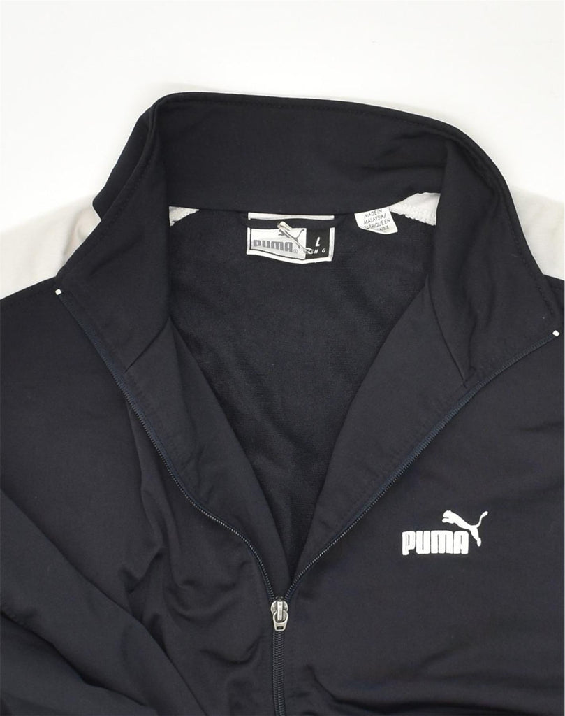 PUMA Mens Tracksuit Top Jacket Large Black Polyester | Vintage Puma | Thrift | Second-Hand Puma | Used Clothing | Messina Hembry 