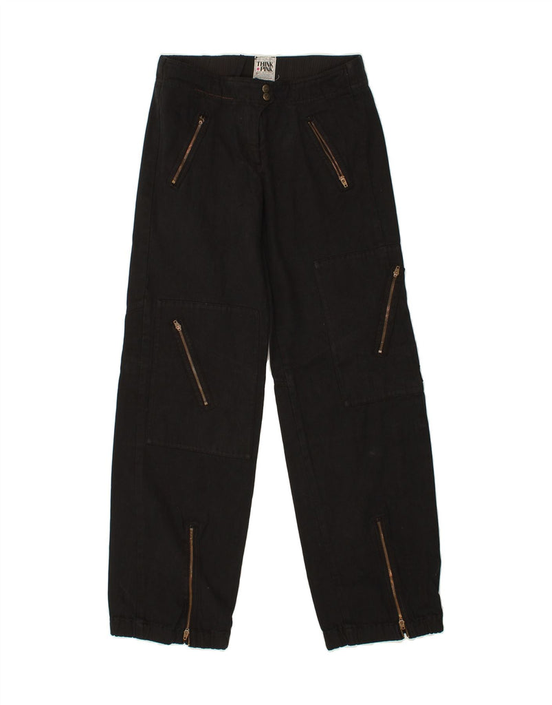 THINK PINK Womens Casual Trousers W26 L31 Black Cotton Vintage Think Pink and Second-Hand Think Pink from Messina Hembry 