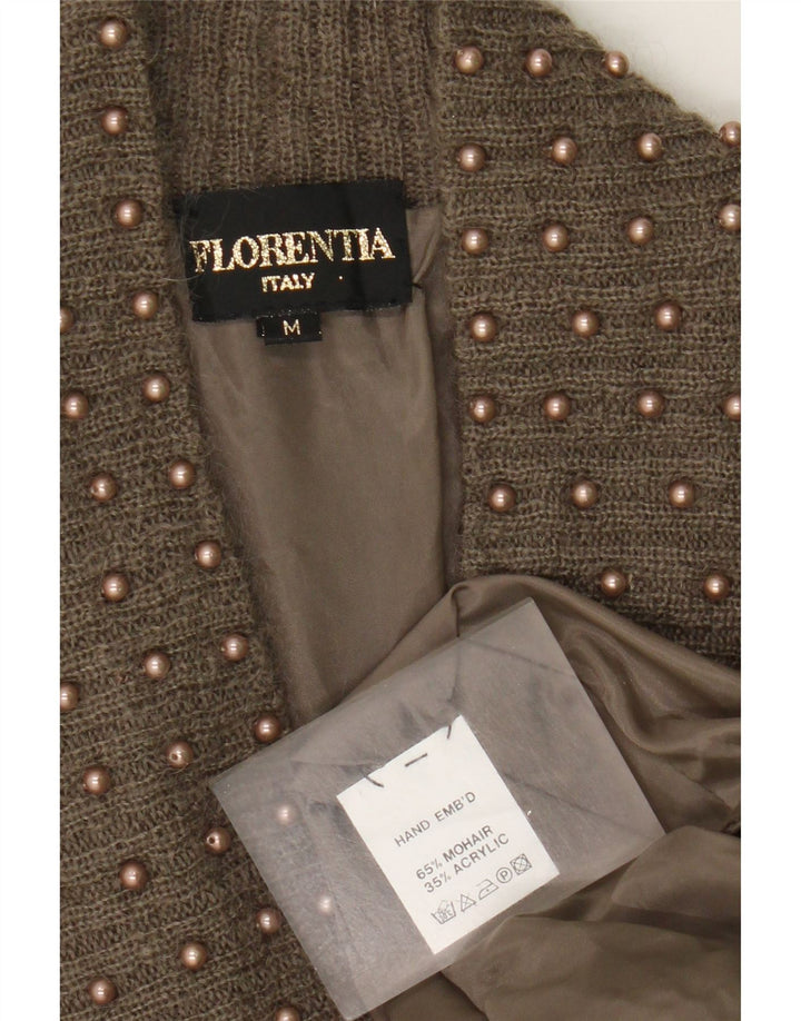 FLORENTIA Womens Oversized Cardigan Sweater UK 14 Medium Brown Spotted
