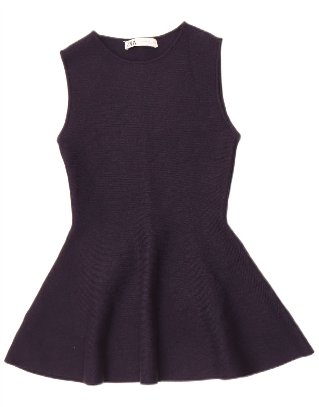 Zara Womens Oversized Sleeveless Tunic Top UK 10 Small Navy Blue Viscose