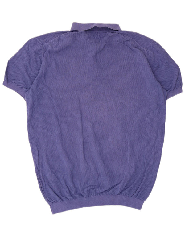 Massimo Dutti Mens Short Sleeve Polo Neck Jumper Sweater XL Blue