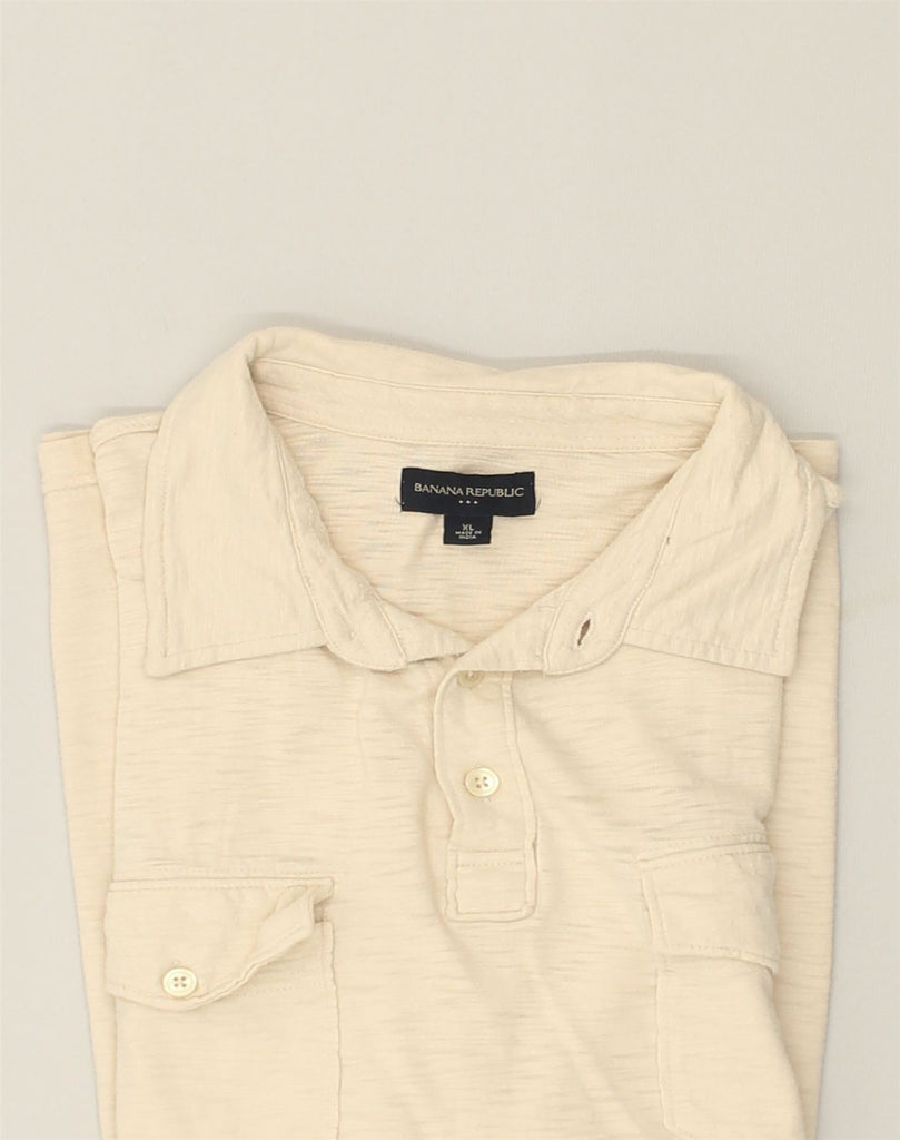 BANANA REPUBLIC Mens Polo Shirt XL Beige Cotton | Vintage Banana Republic | Thrift | Second-Hand Banana Republic | Used Clothing | Messina Hembry 