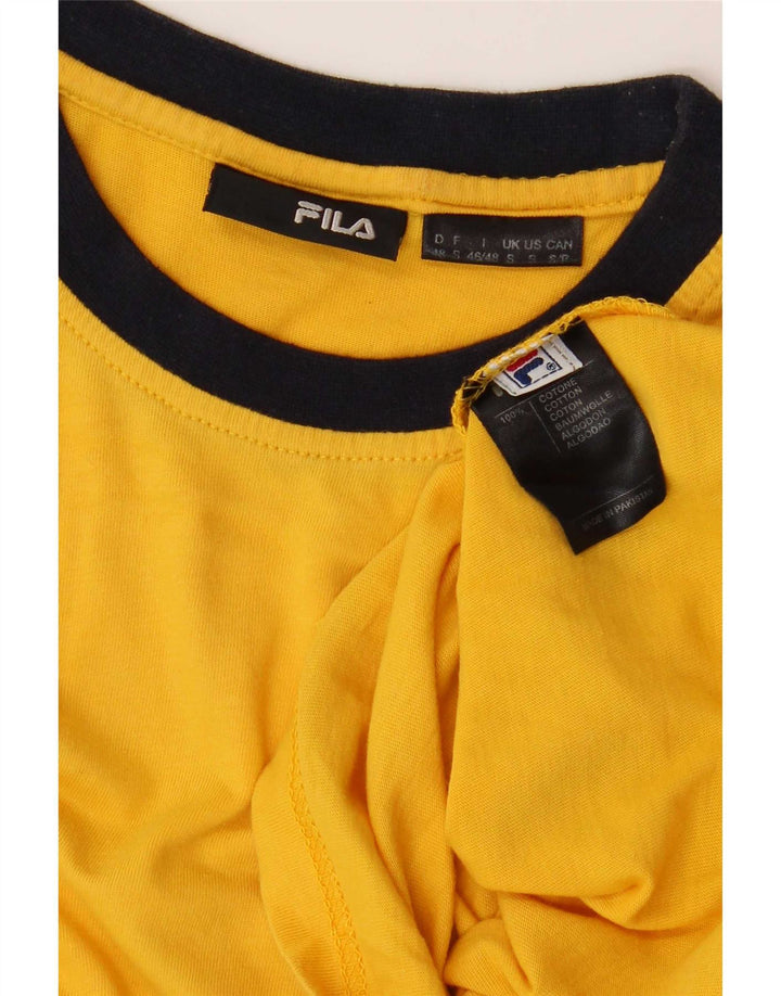Fila Mens T-Shirt Top Small Yellow Colourblock Cotton