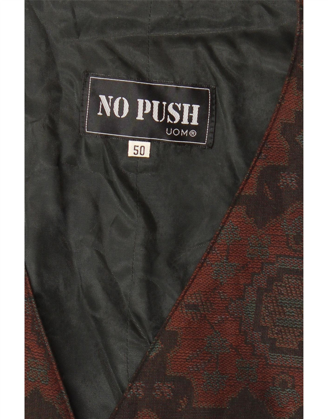 Vintage Mens Waistcoat IT 50 Medium Brown Ikat Polyester