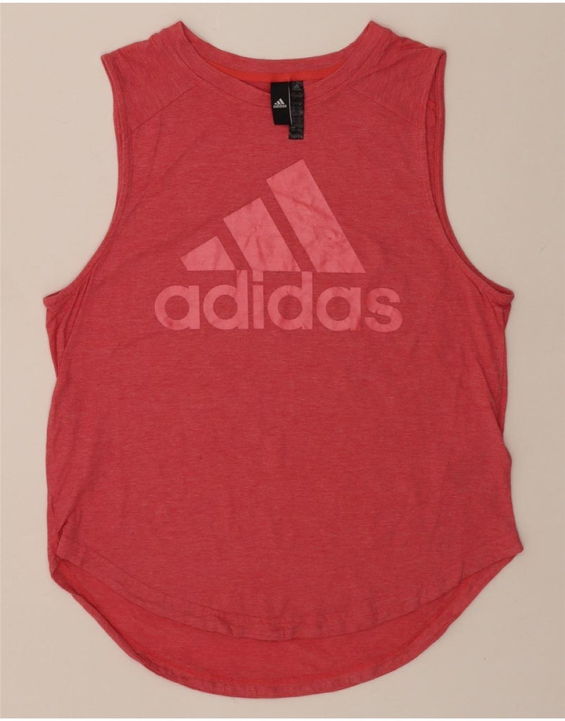 ADIDAS Womens Graphic Vest Top UK 12/14 Medium Red Cotton Vintage Adidas and Second-Hand Adidas from Messina Hembry 
