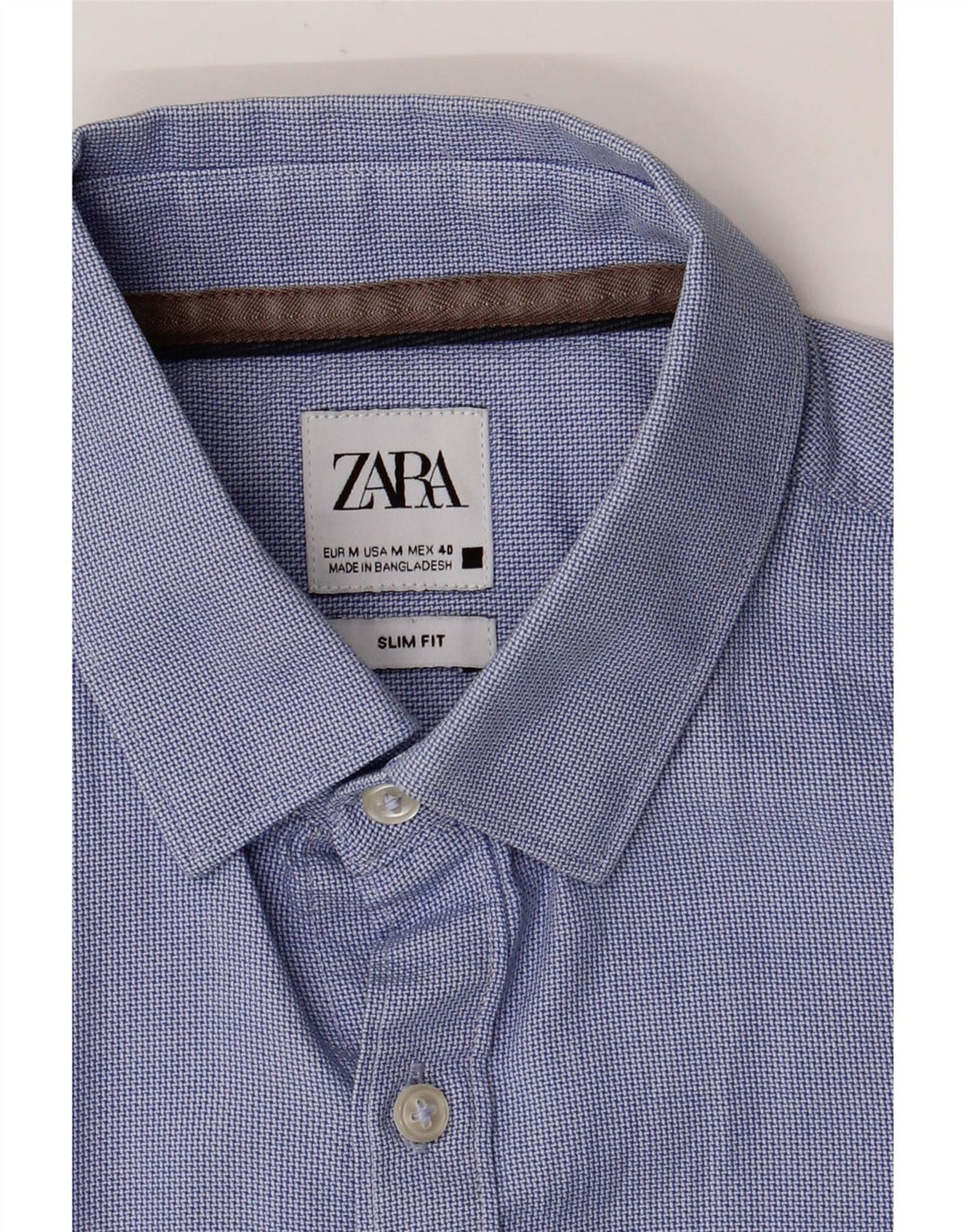 ZARA Mens Slim Fit Shirt Medium Blue Cotton