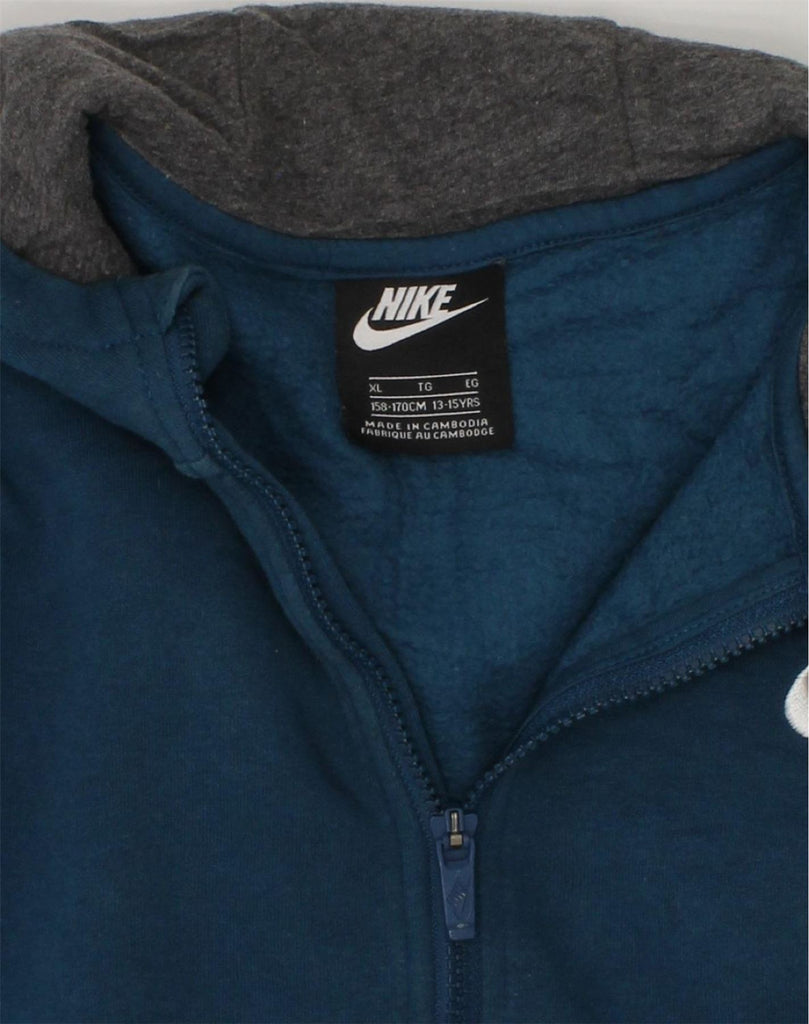 NIKE Boys Zip Hoodie Sweater 13-14 Years XL Blue Cotton | Vintage Nike | Thrift | Second-Hand Nike | Used Clothing | Messina Hembry 