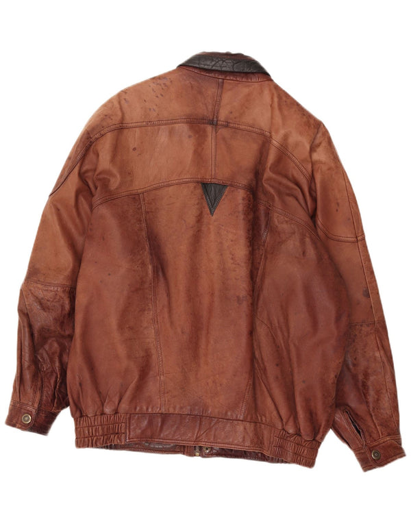 Vintage Mens Leather Jacket UK 42 XL Brown Leather