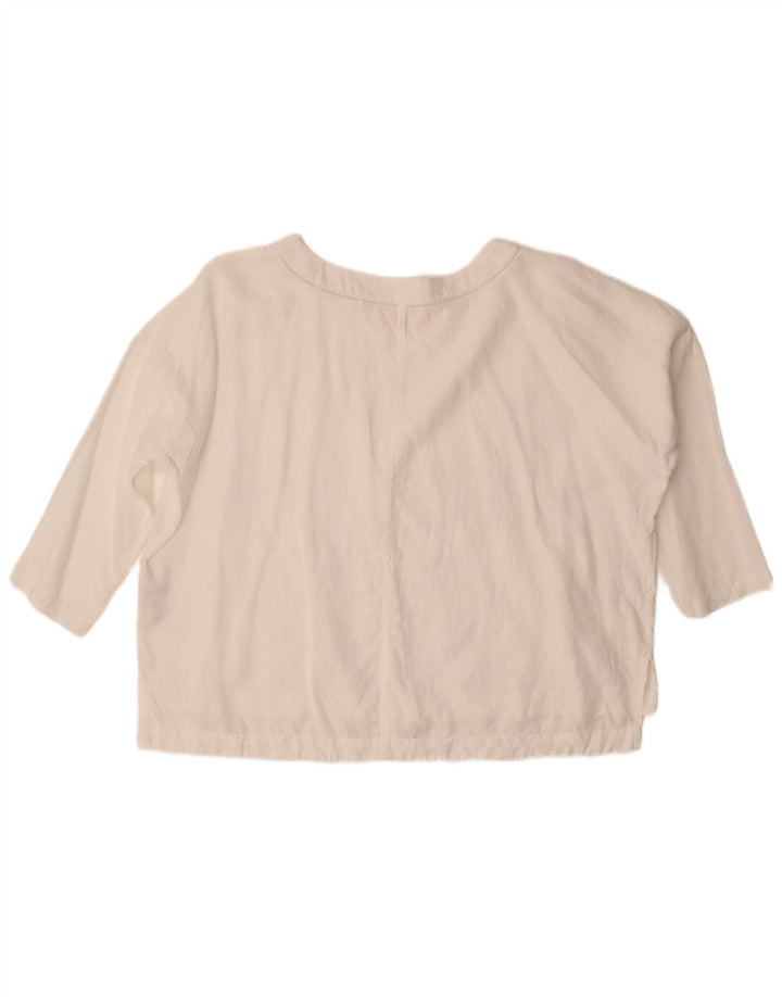 Fat Face Womens 3/4 Sleeve Oversized Blouse Top UK 10 Small White Linen