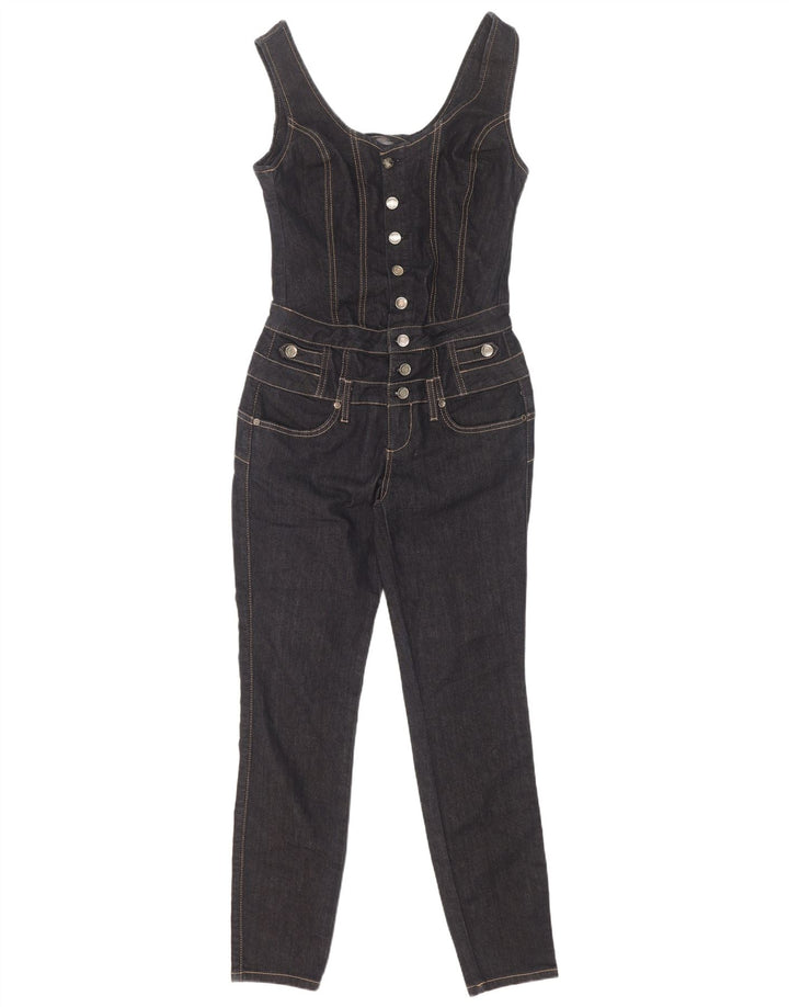 Liu Jo Womens Sleeveless Denim Jumpsuit UK 12 Medium Black Cotton