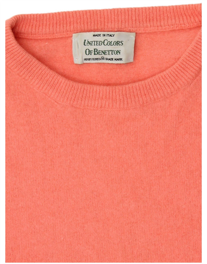 Benetton Womens Crew Neck Jumper Sweater UK 14 Medium Pink