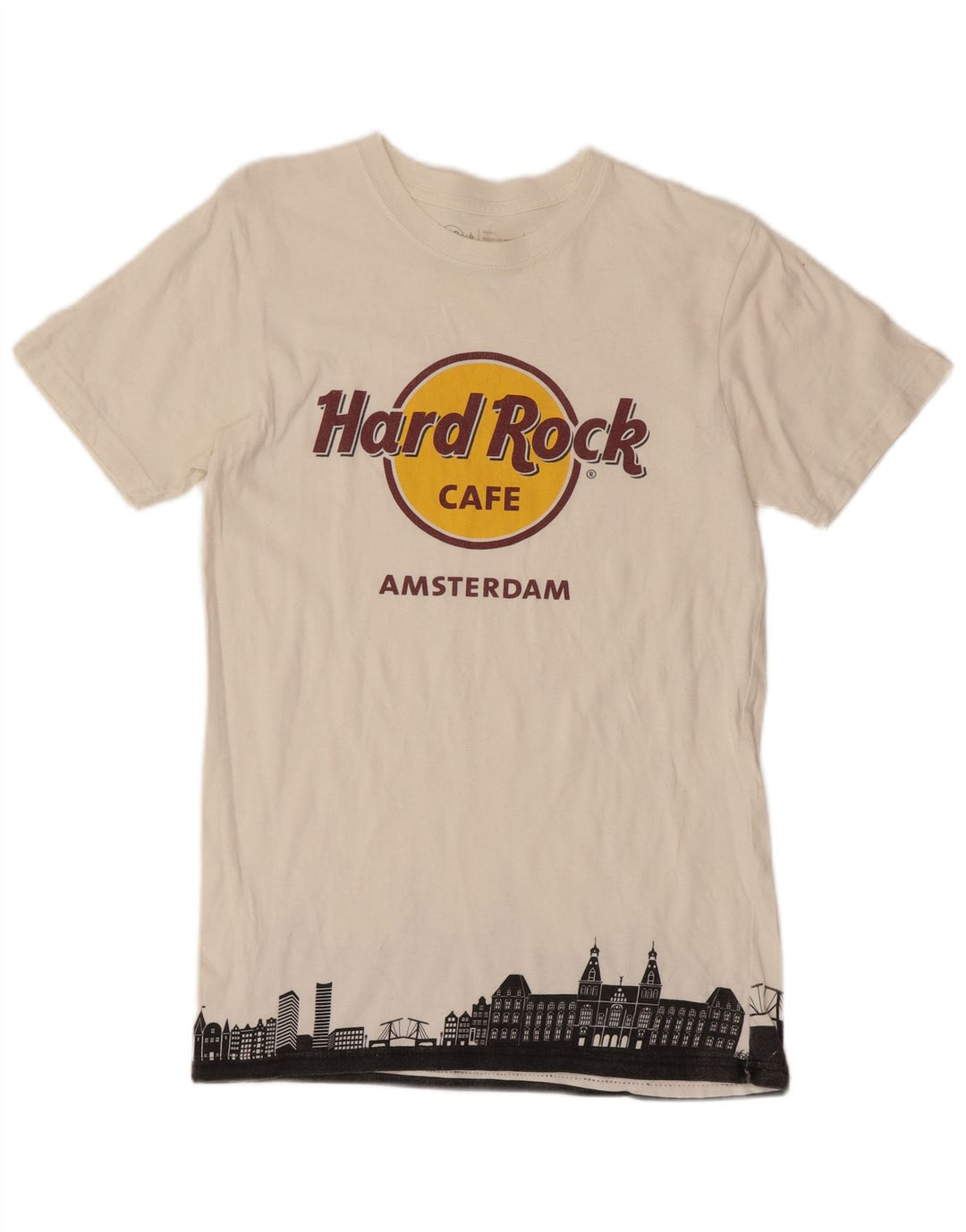 HARD ROCK CAFE Mens Amsterdam Graphic T-Shirt Top Small White Cotton