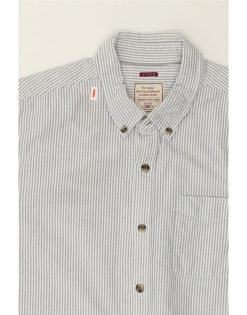 FAT FACE Mens Shirt Large Grey Striped Cotton | Vintage Fat Face | Thrift | Second-Hand Fat Face | Used Clothing | Messina Hembry 