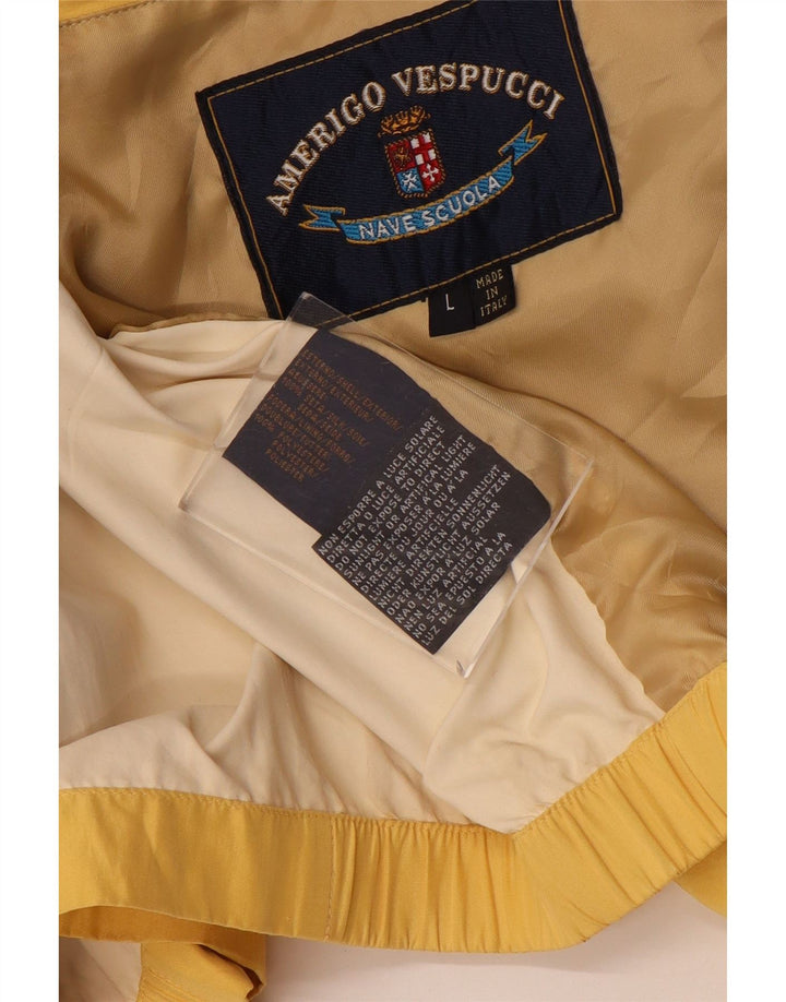 Amerigo Vespucci Mens Bomber Jacket UK 40 Large Yellow Silk