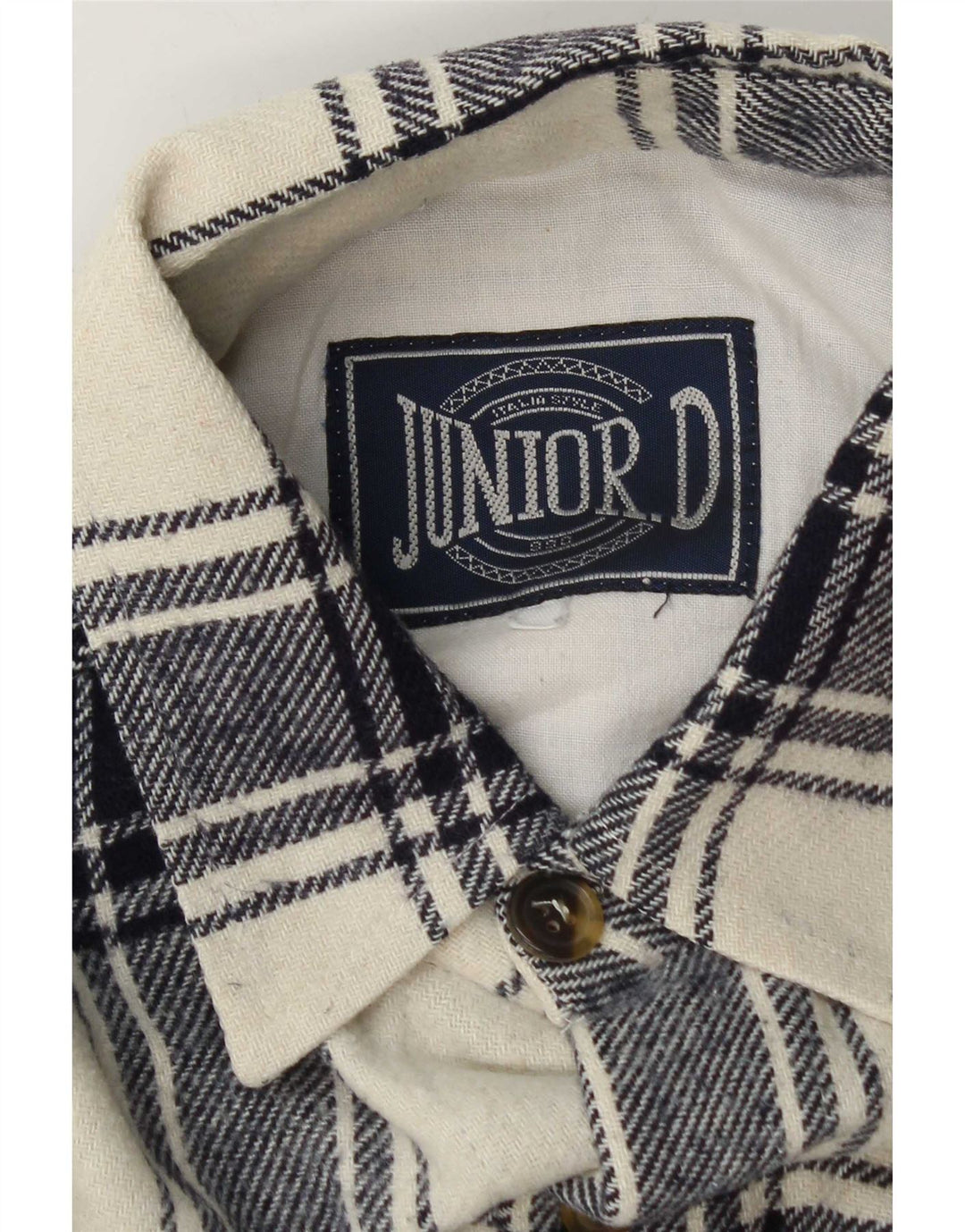Junior.D Mens Flannel Shirt XL Off White Plaid