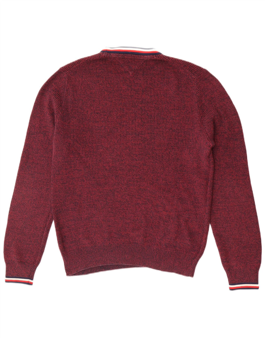 Tommy Hilfiger Mens Crew Neck Jumper Sweater Medium Burgundy Flecked