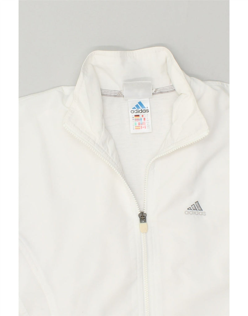 ADIDAS Womens Oversized Tracksuit Top Jacket UK 10 Small White Striped | Vintage Adidas | Thrift | Second-Hand Adidas | Used Clothing | Messina Hembry 