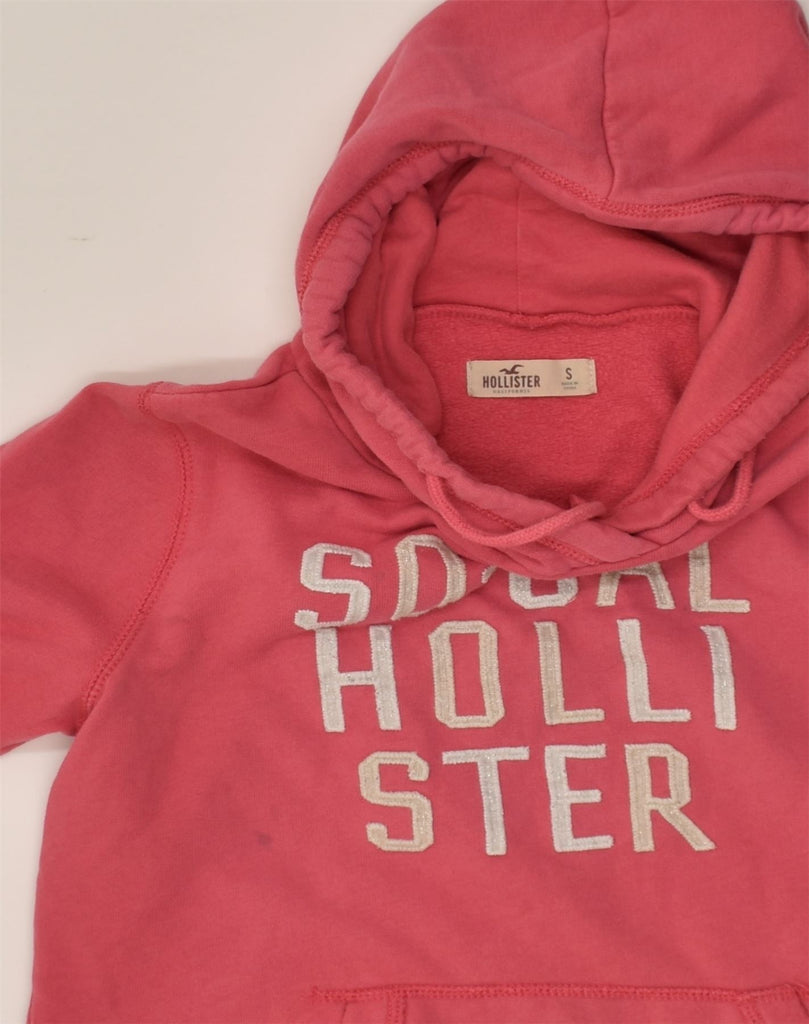 HOLLISTER Womens Graphic Hoodie Jumper UK 8 Small Pink Cotton | Vintage Hollister | Thrift | Second-Hand Hollister | Used Clothing | Messina Hembry 