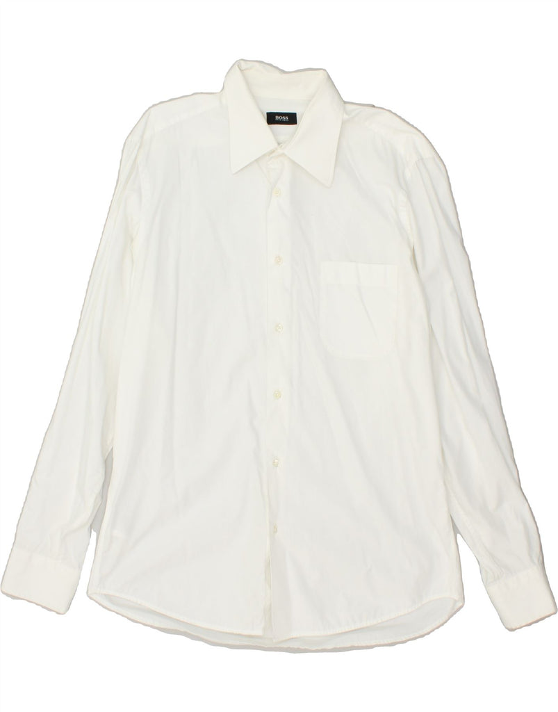 HUGO BOSS Mens Shirt Size 41 16 Large White Cotton | Vintage Hugo Boss | Thrift | Second-Hand Hugo Boss | Used Clothing | Messina Hembry 