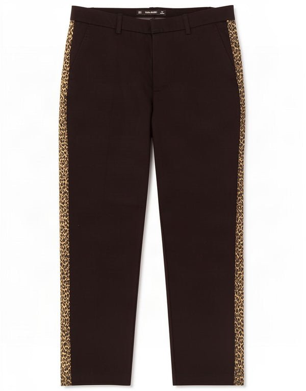 Zara Womens Straight Cropped Trousers Medium W28 L25 Black Animal Print