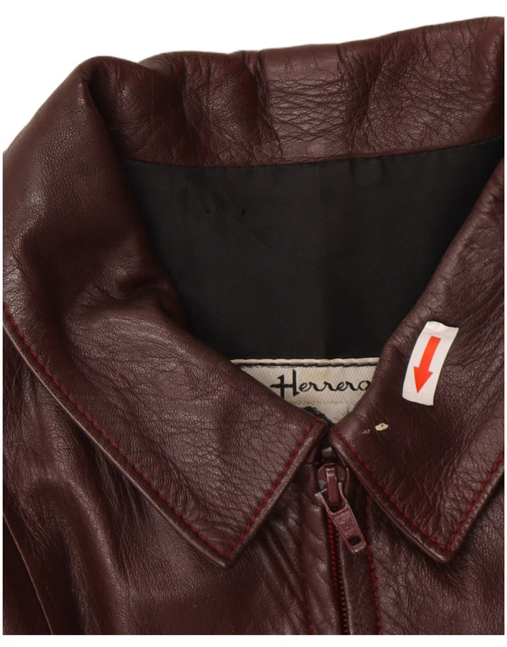 Herrero Womens Leather Jacket IT 48 XL Maroon Leather