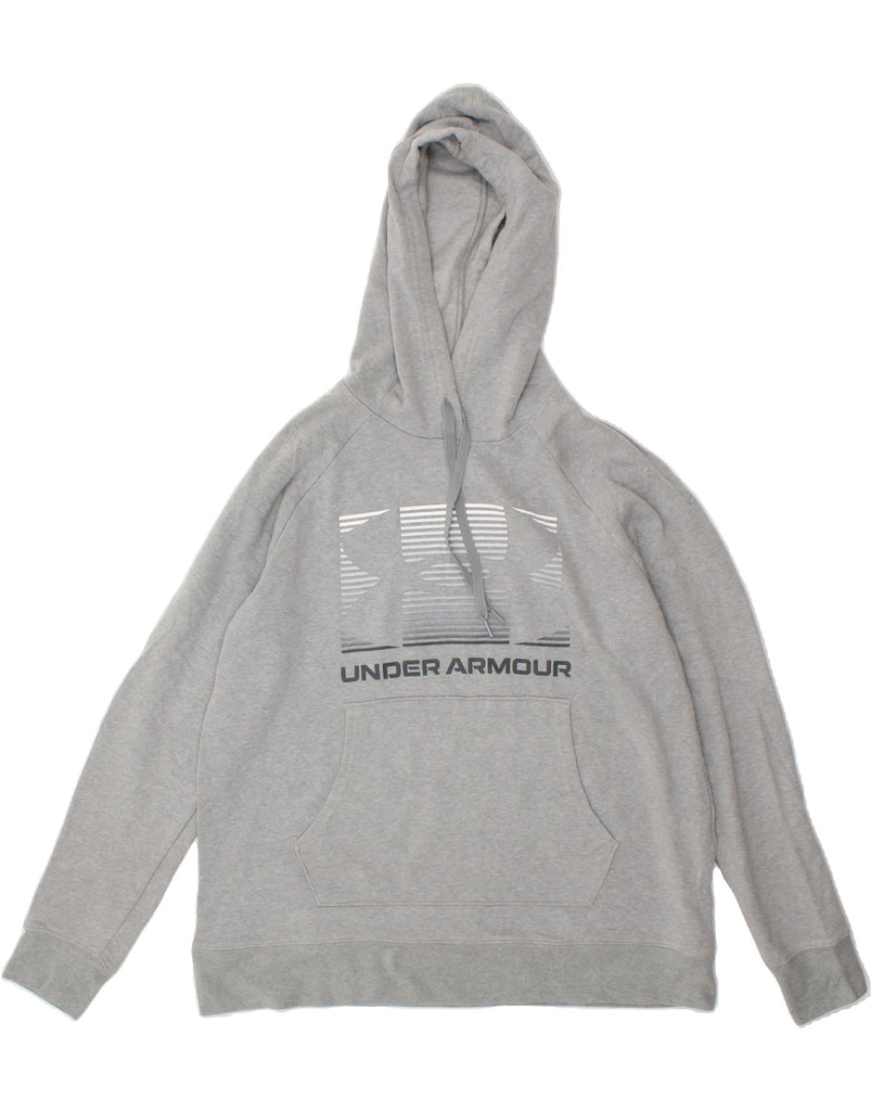 UNDER ARMOUR Mens Heat Gear Graphic Hoodie Jumper Large Grey Cotton | Vintage Under Armour | Thrift | Second-Hand Under Armour | Used Clothing | Messina Hembry 