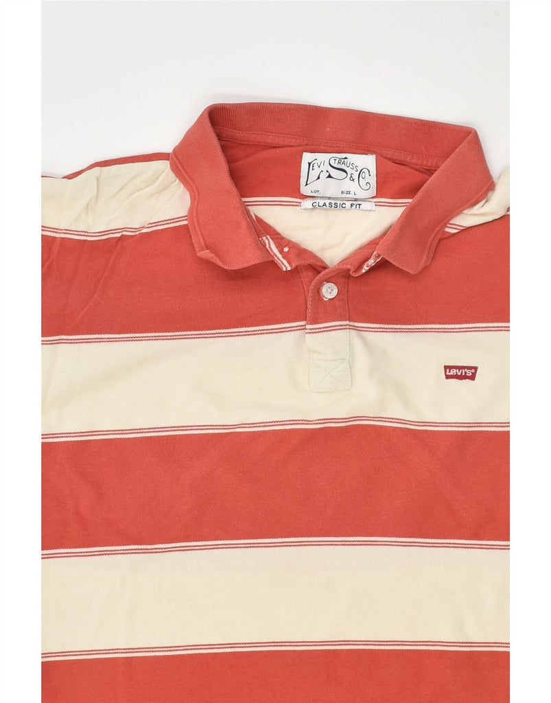 LEVI'S Mens Classic Fit Polo Shirt Large Red Colourblock Cotton | Vintage Levi's | Thrift | Second-Hand Levi's | Used Clothing | Messina Hembry 